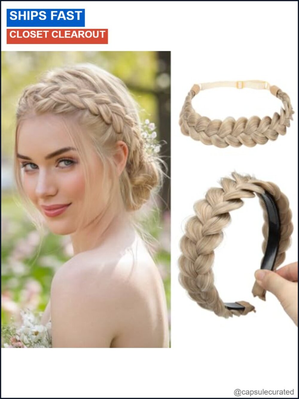 Hand Braided Headbands Synthetic Hair Hoops Elastic Stretch Headwrap